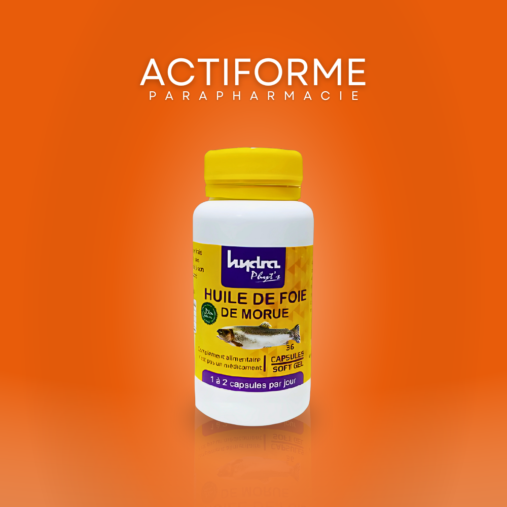 Huile de Foie de Morue – Oméga-3, Vitamine D & Santé Osseuse | 36 Capsules